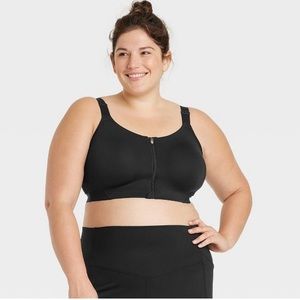 Women's High Support Sculpt Zip-Front Mesh Crossback-Sport Bra All In Motion 38C